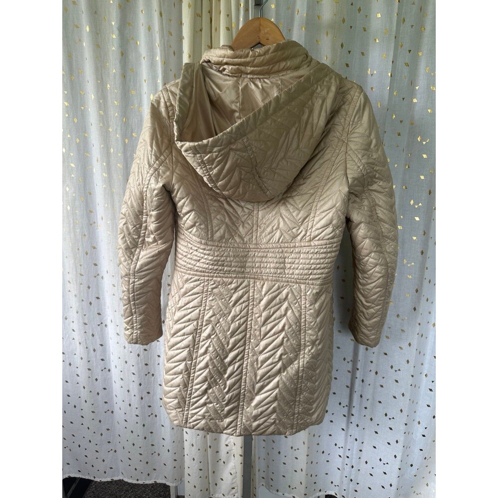 Via Spiga Zig Zag Quilted Detachable Hood Mid Length Jacket Side Pockets S - Picture 3 of 8